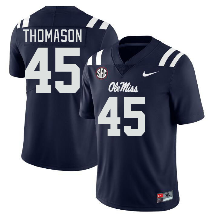 Men #45 Beau Thomason Ole Miss Rebels College Football Jerseys Stitched Sale-Navy - Click Image to Close